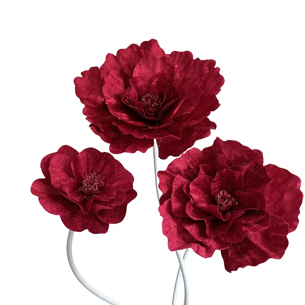 Flowerva Crimson Monochromatic Relief Premium Decor