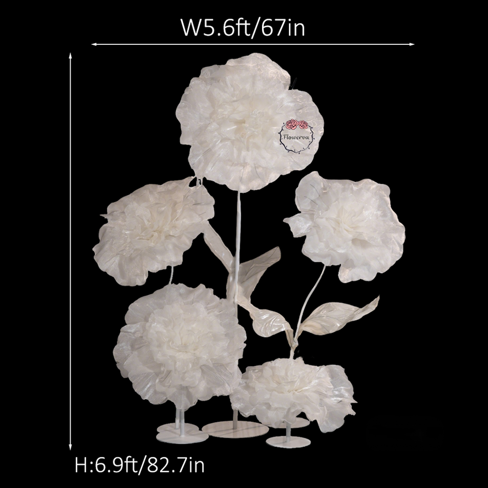 Flowerva Silvery-White Shimmer Ruffled Fabric Flower