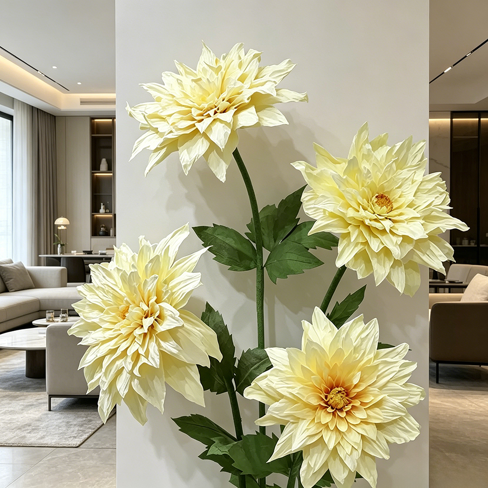 Flowerva Cream Dahlia Bloom Premium Decor