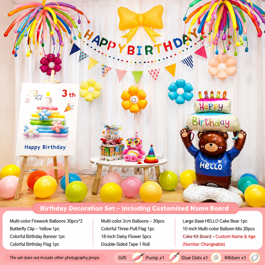 Flowerva Kids Birthday Party Balloon Decorations Scene Layout Set