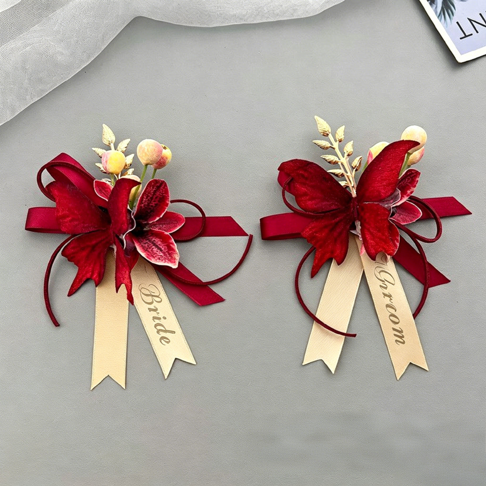 Red Velvet Butterfly Boutonnière