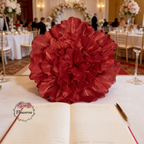 Flowerva Scarlet Shimmer Ruffled Fabric Flower