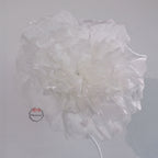 Flowerva Silvery-White Shimmer Ruffled Fabric Flower