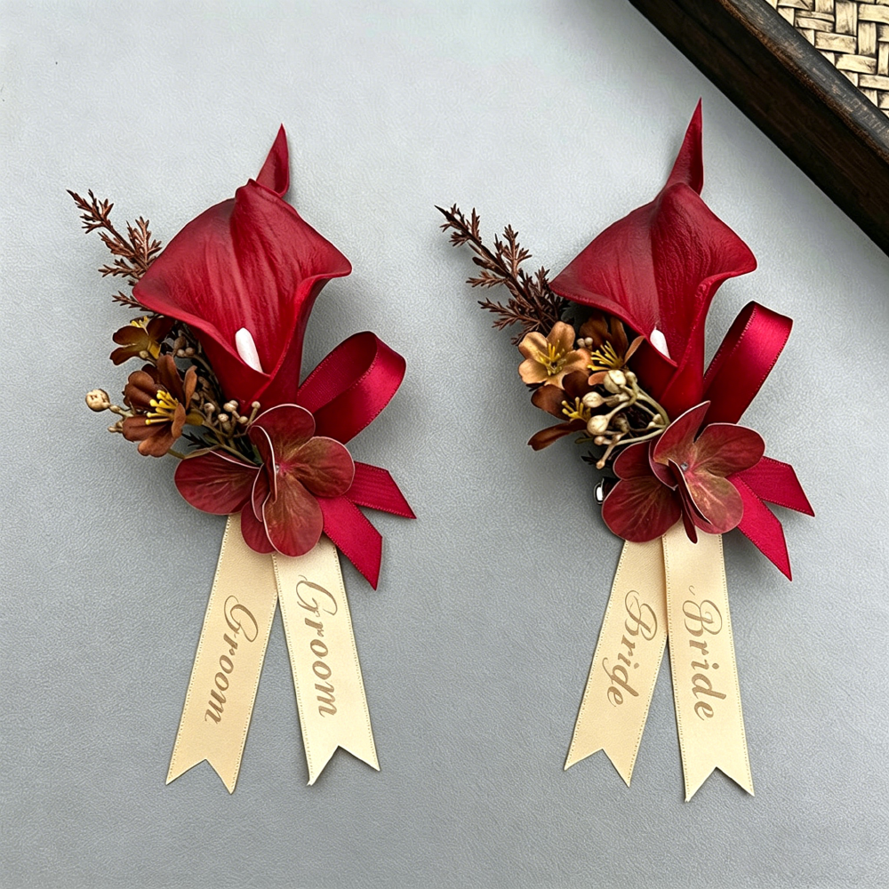 Burgundy Vintage Calla Lily Boutonnière