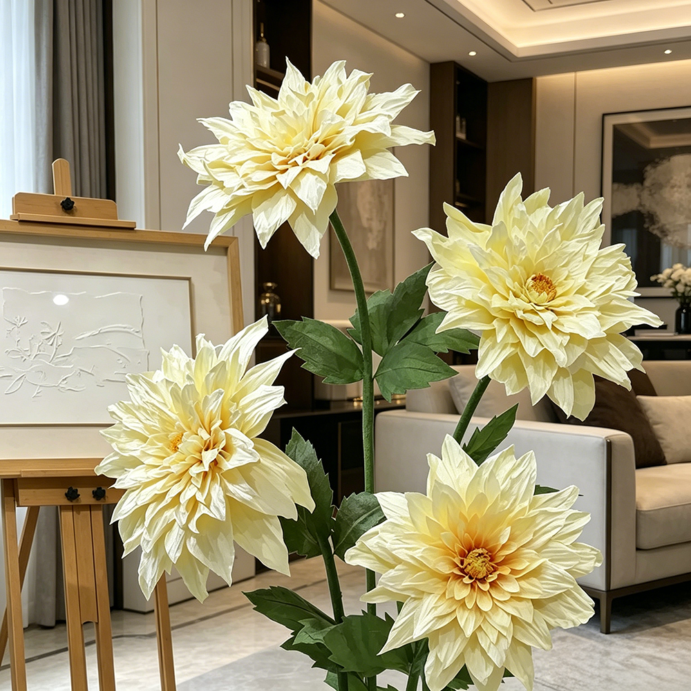 Flowerva Cream Dahlia Bloom Premium Decor