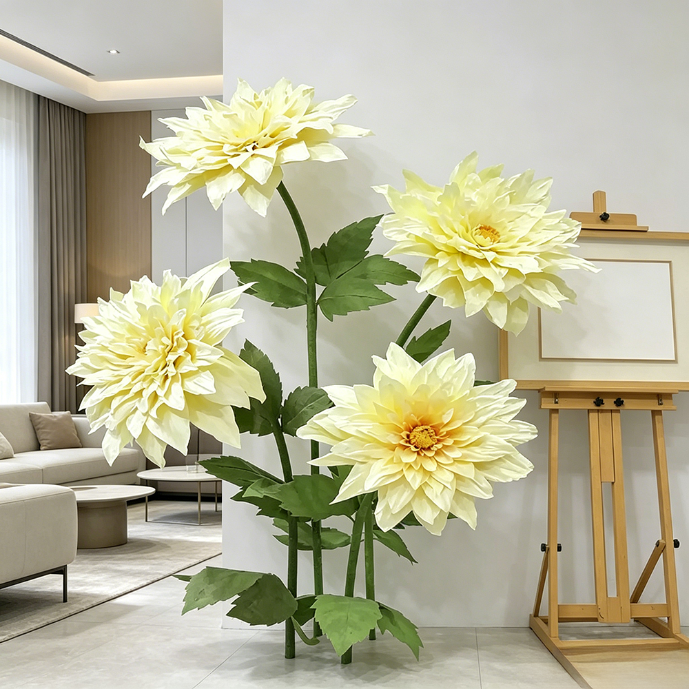Flowerva Cream Dahlia Bloom Premium Decor