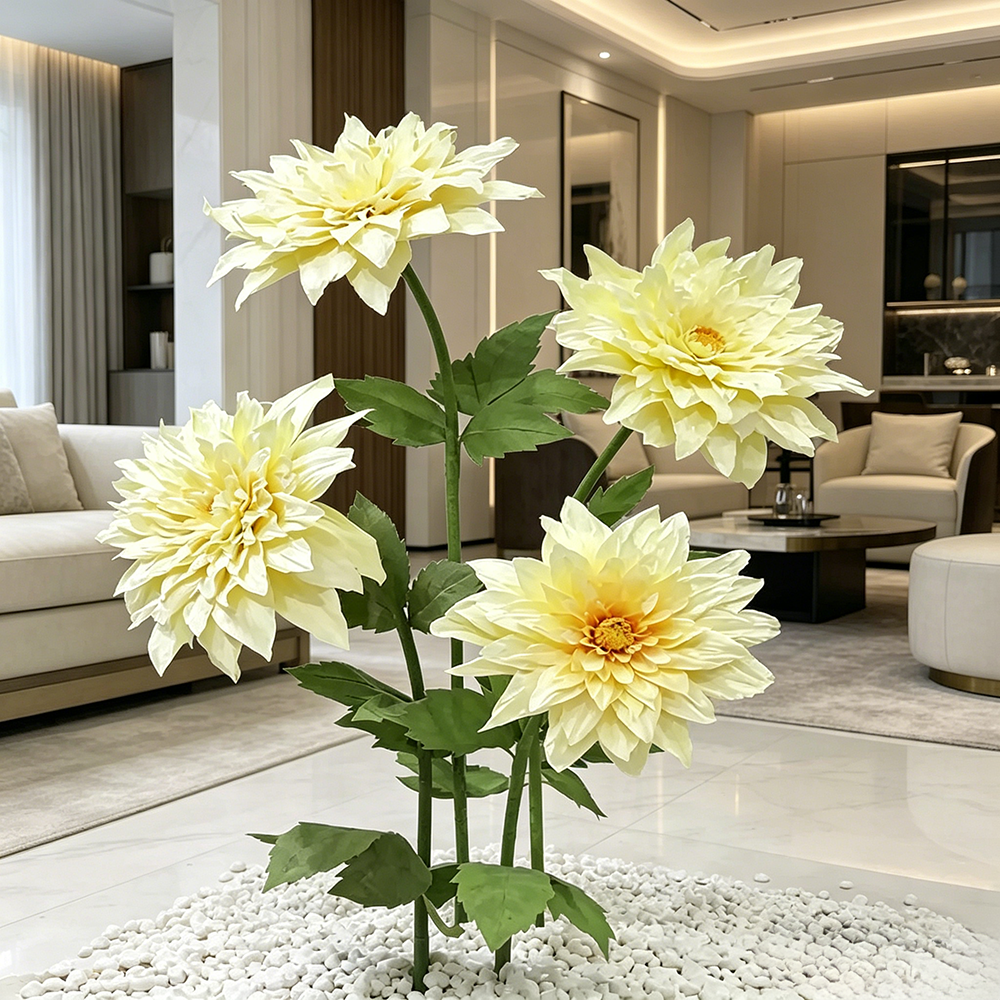 Flowerva Cream Dahlia Bloom Premium Decor