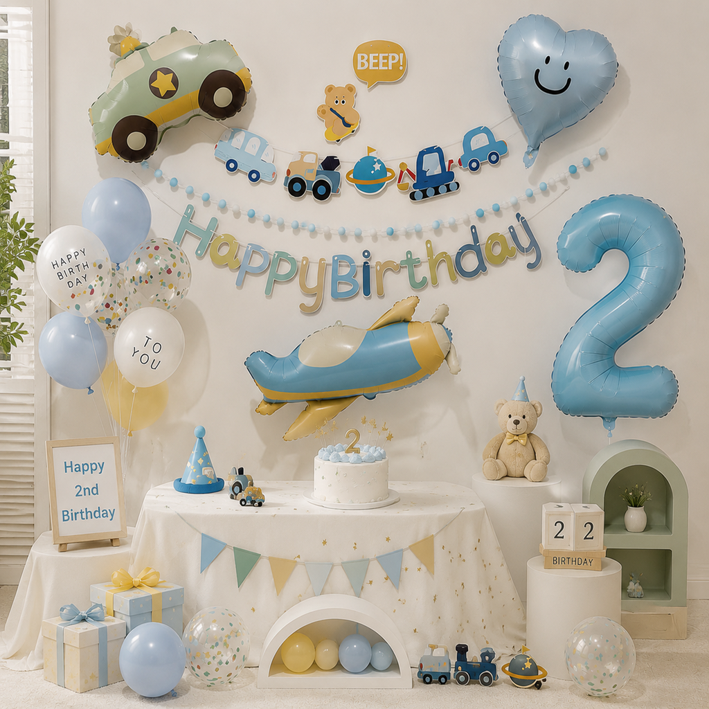 Flowerva 2nd Birthday Party Balloon Decoration Set