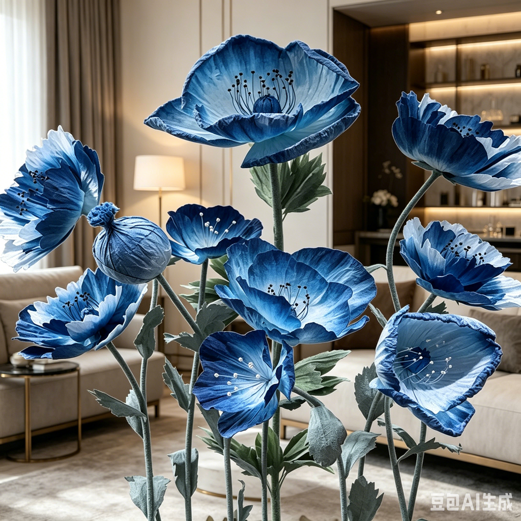 Flowerva Azure Poppy Bloom Premium Decor