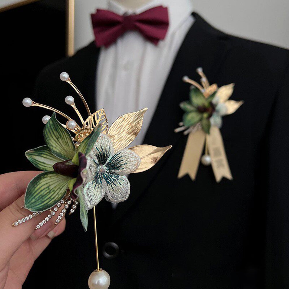 Green Orchid Magnetic Boutonnière