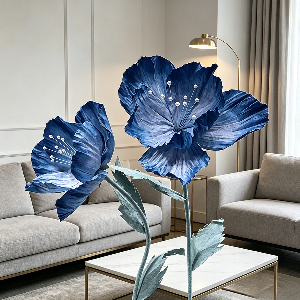 Flowerva Azure Poppy Bloom Premium Decor