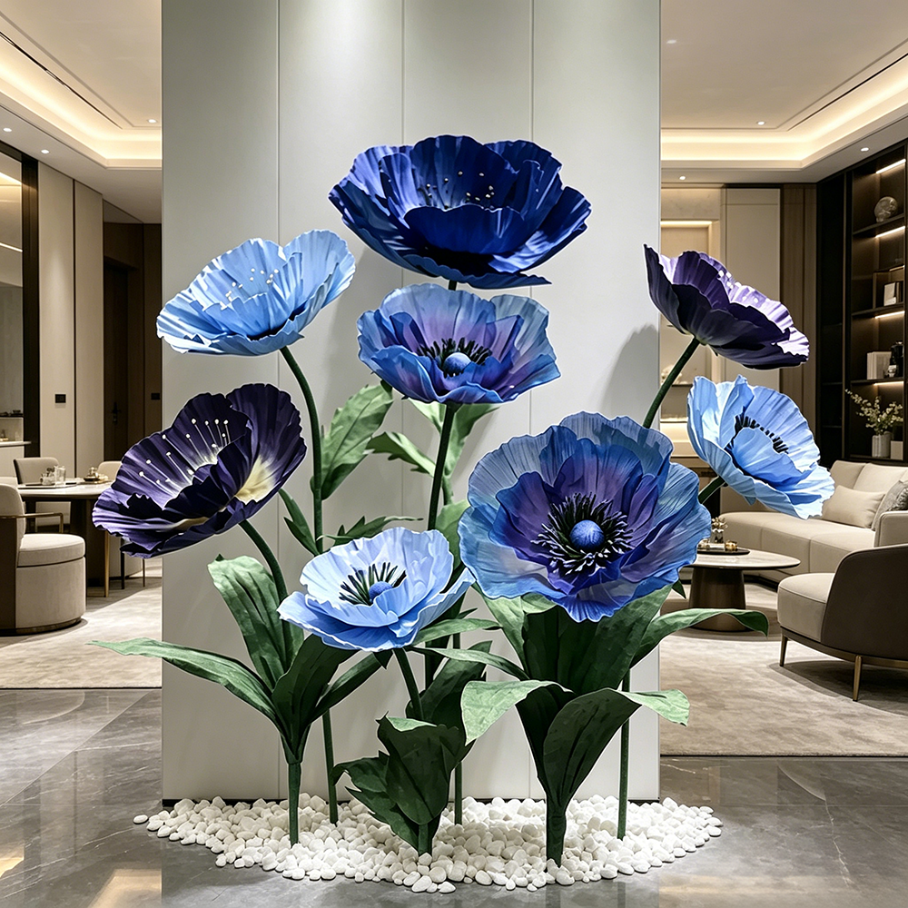 Flowerva Blue Poppy Gradient Premium Decor