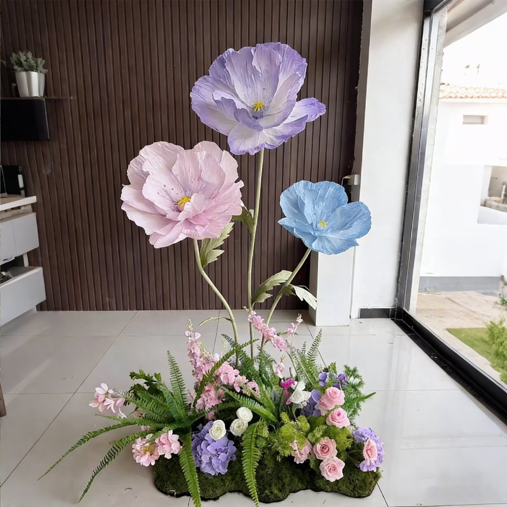 Flowerva Luxe Couture Ruffled Poppy Art Installation – Dreamy Trio Set