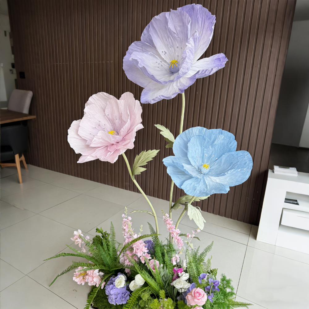 Flowerva Luxe Couture Ruffled Poppy Art Installation – Dreamy Trio Set