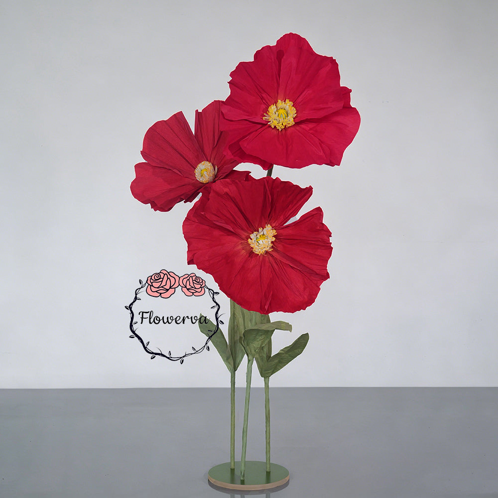 Instalación Artística de Amapolas de Papel Crepé Ethereal de Flowerva