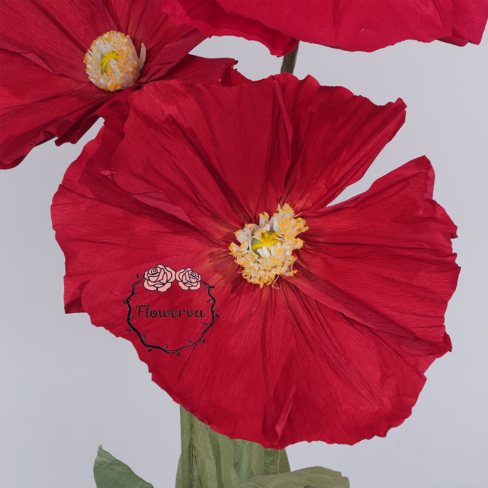 Instalación Artística de Amapolas de Papel Crepé Ethereal de Flowerva