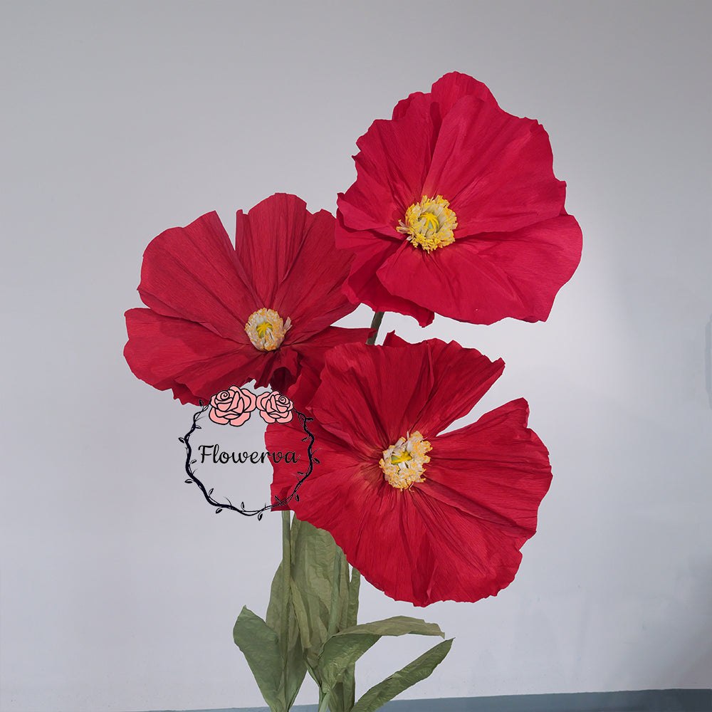 Instalación Artística de Amapolas de Papel Crepé Ethereal de Flowerva