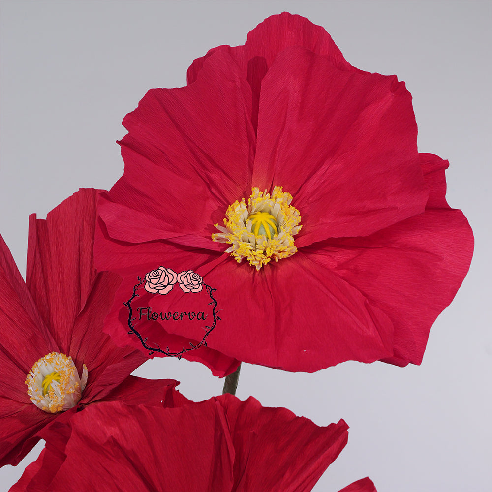 Instalación Artística de Amapolas de Papel Crepé Ethereal de Flowerva