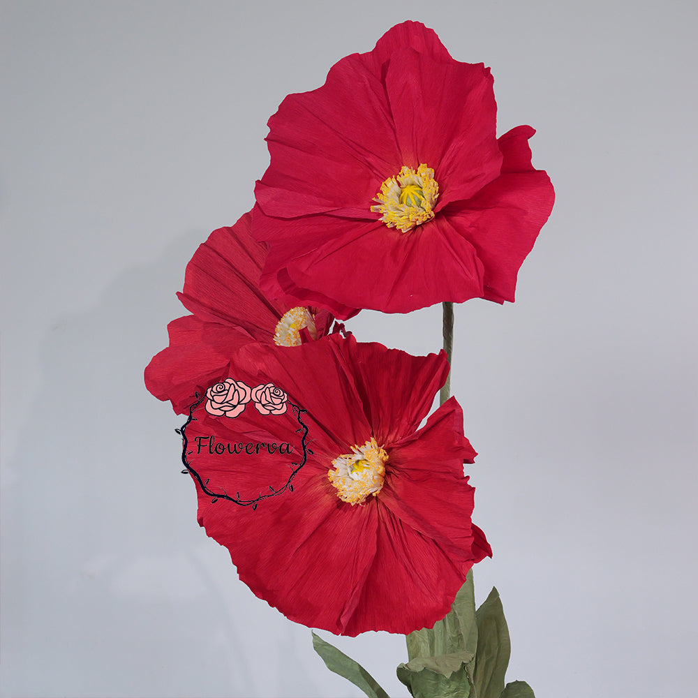 Instalación Artística de Amapolas de Papel Crepé Ethereal de Flowerva
