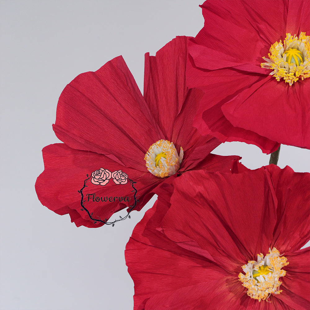 Instalación Artística de Amapolas de Papel Crepé Ethereal de Flowerva