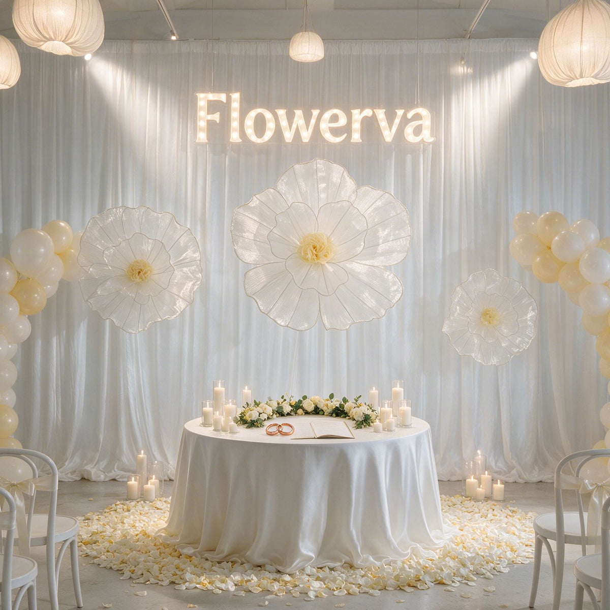 Flowerva Giant Fabric Flower Centerpiece Wedding & Event