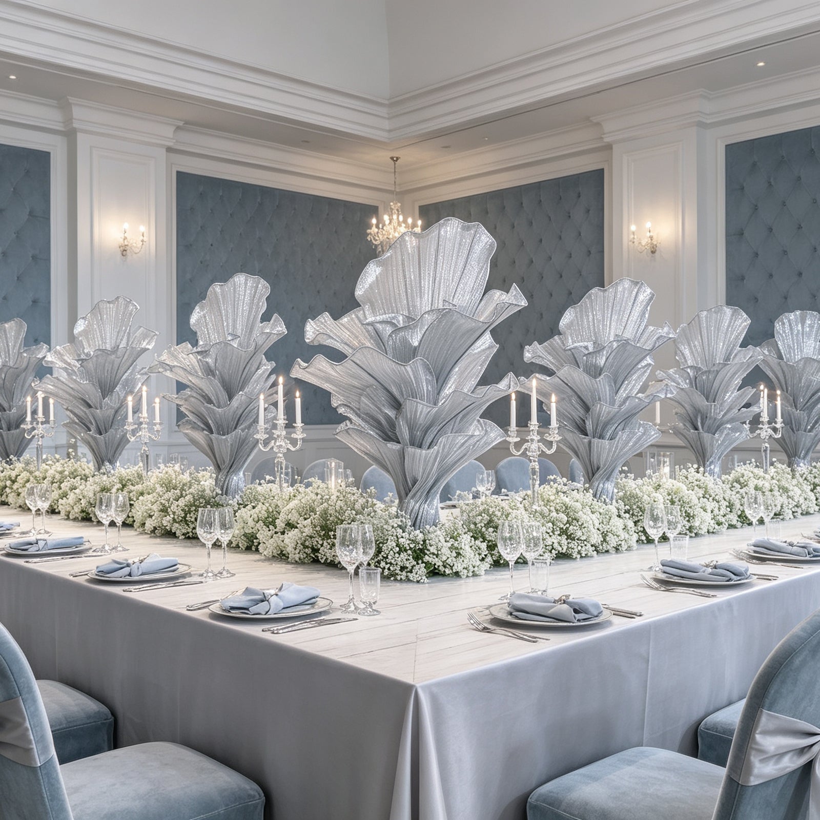 Flowerva Airy Silver Veil Eternal Table Flower