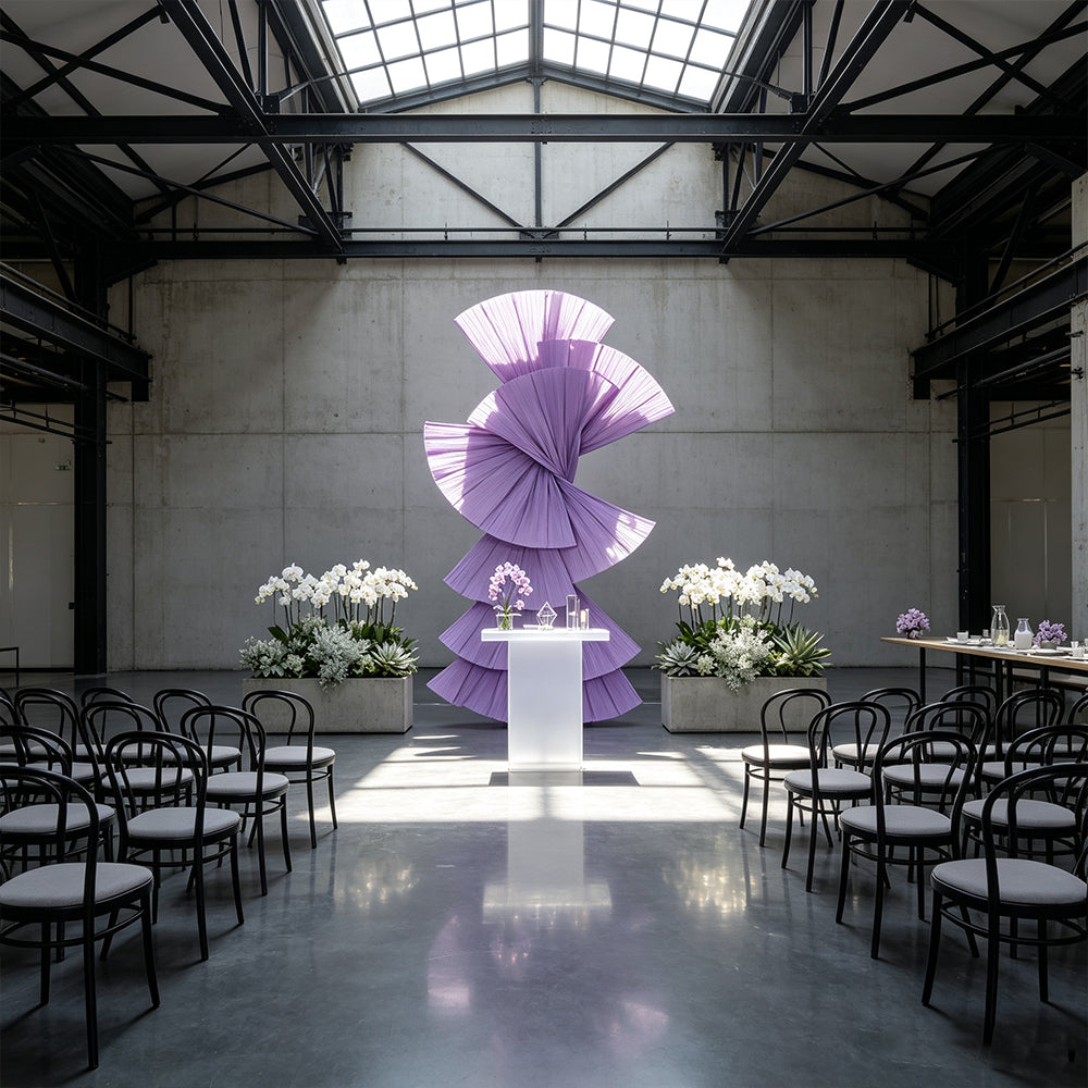 Flowerva Retro Purple Fan Shaped Wedding Decoration