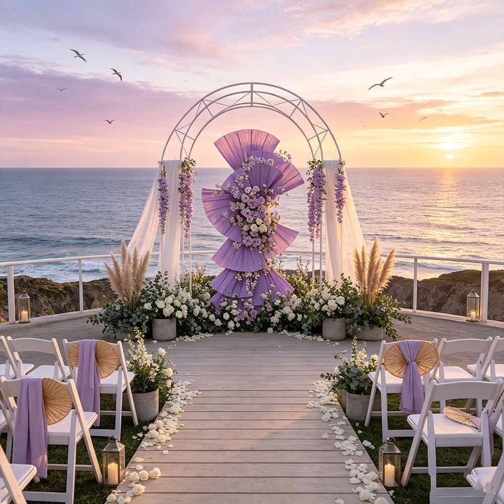 Flowerva Retro Purple Fan Shaped Wedding Decoration