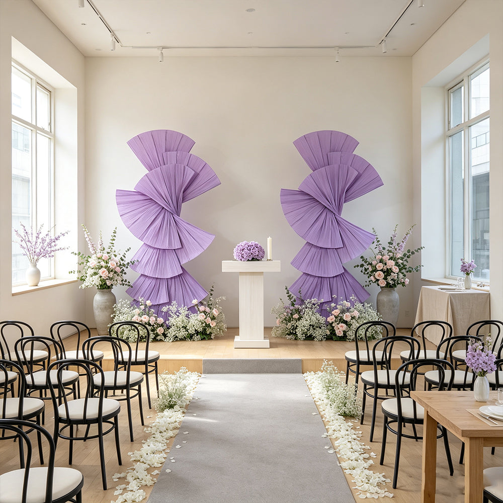 Flowerva Retro Purple Fan Shaped Wedding Decoration