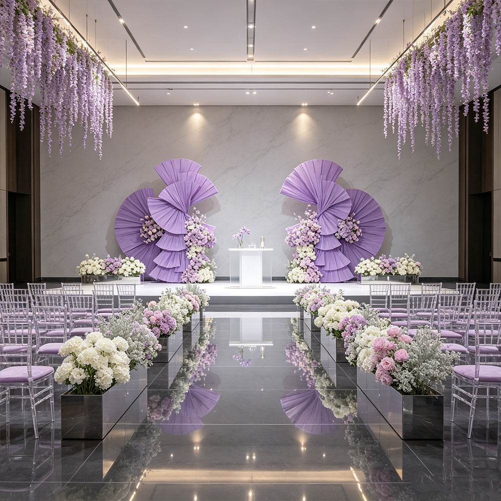 Flowerva Retro Purple Fan Shaped Wedding Decoration