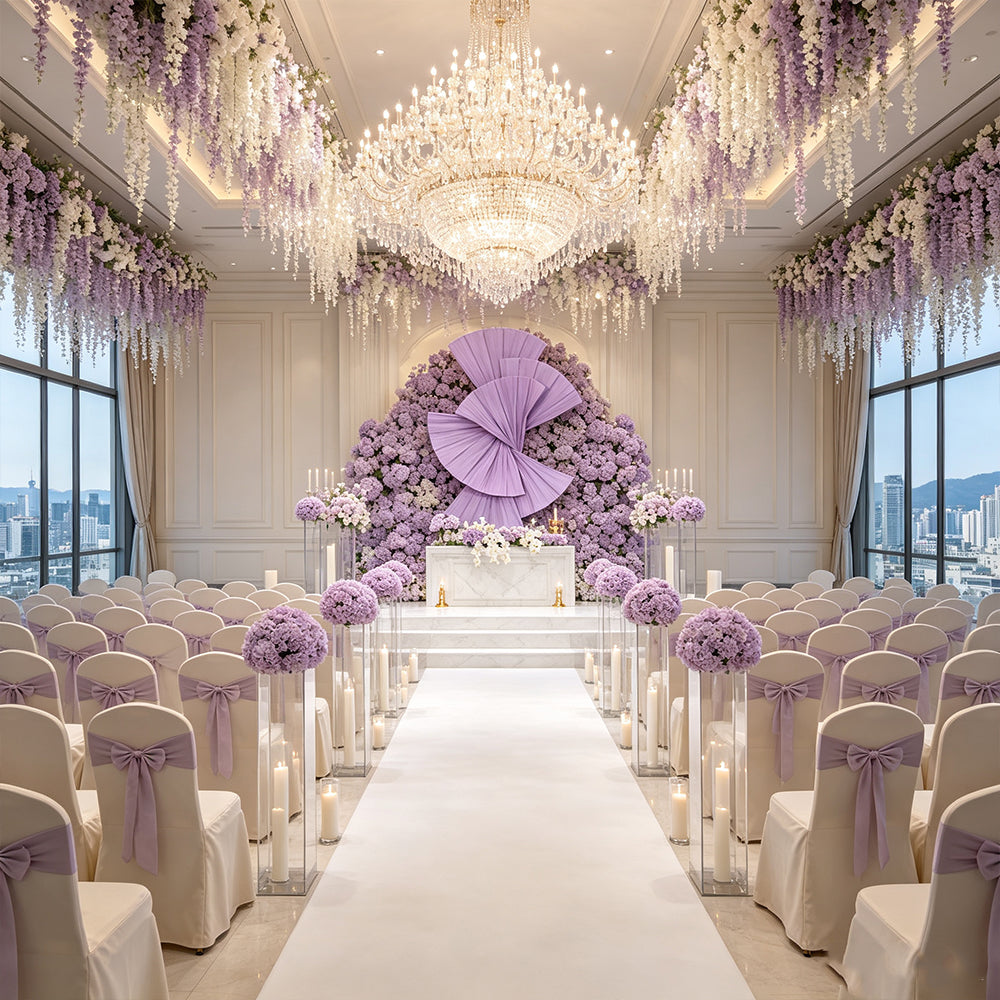 Flowerva Retro Purple Fan Shaped Wedding Decoration