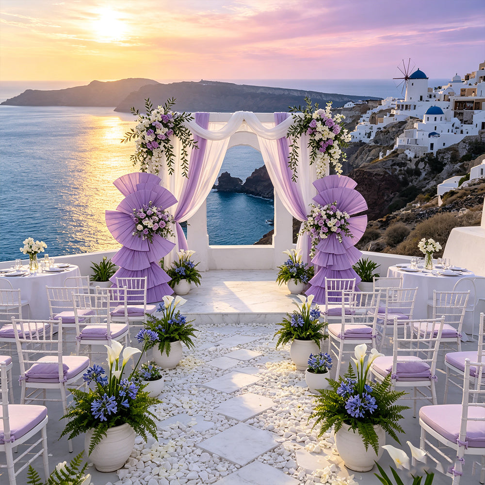 Flowerva Retro Purple Fan Shaped Wedding Decoration