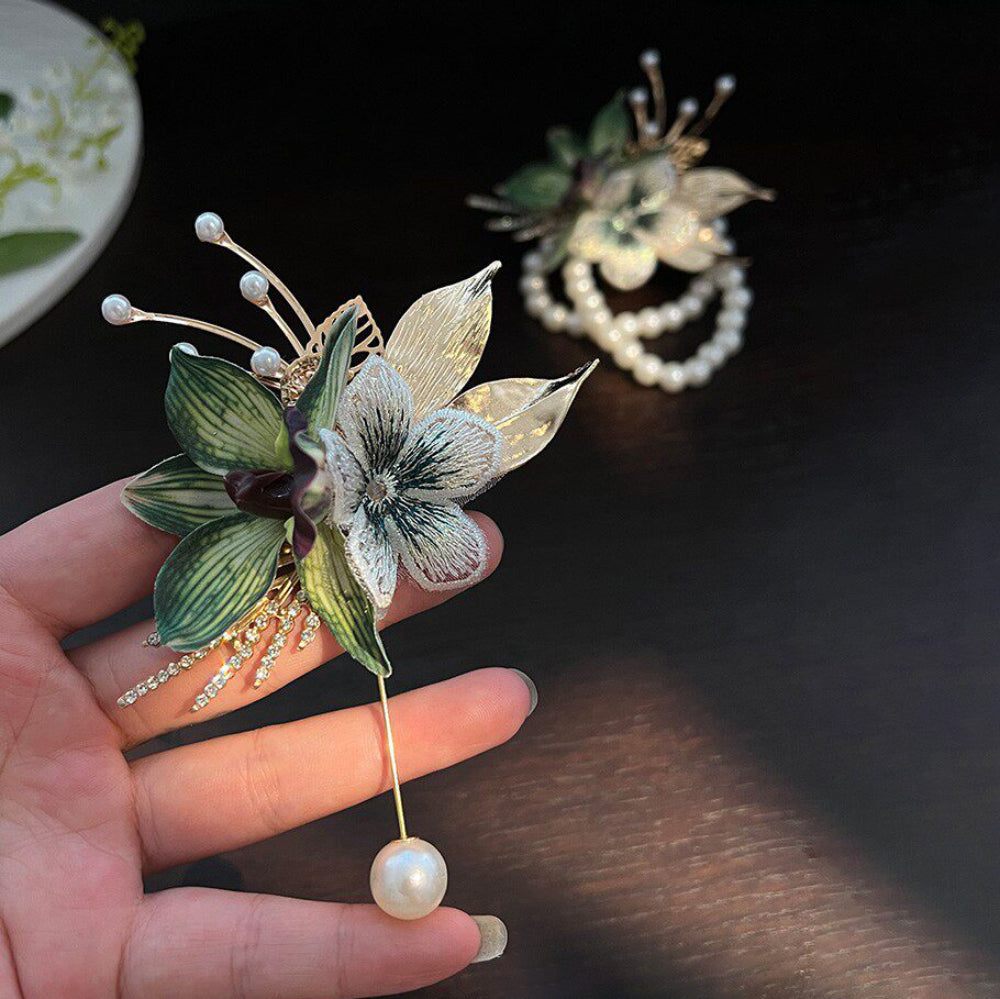 Green Orchid Magnetic Boutonnière