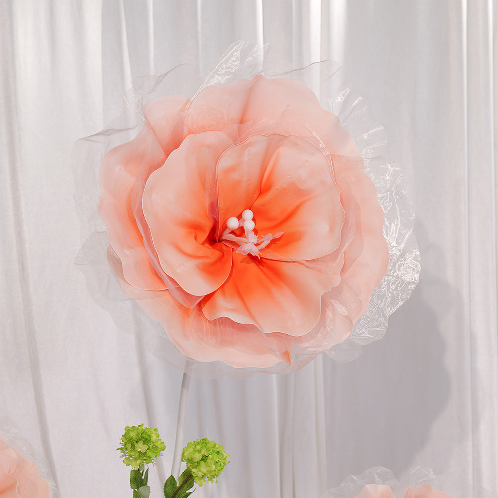 Flowerva Peach Tulle-Trimmed Premium Flower