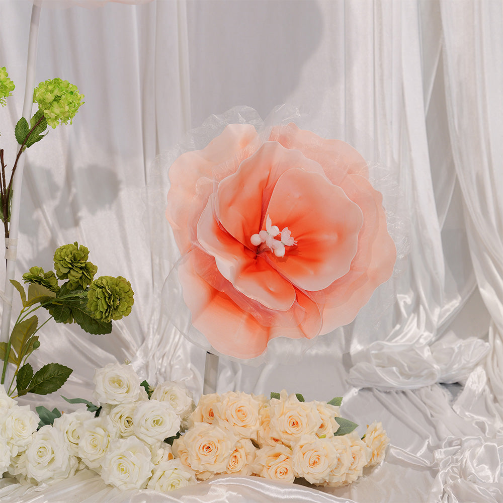 Flowerva Peach Tulle-Trimmed Premium Flower