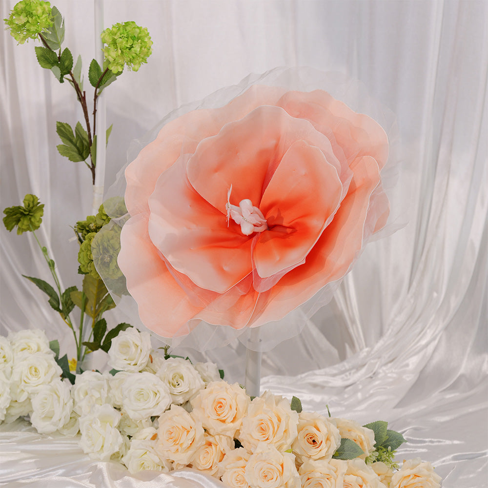 Flowerva Peach Tulle-Trimmed Premium Flower