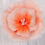 Flowerva Peach Tulle-Trimmed Premium Flower