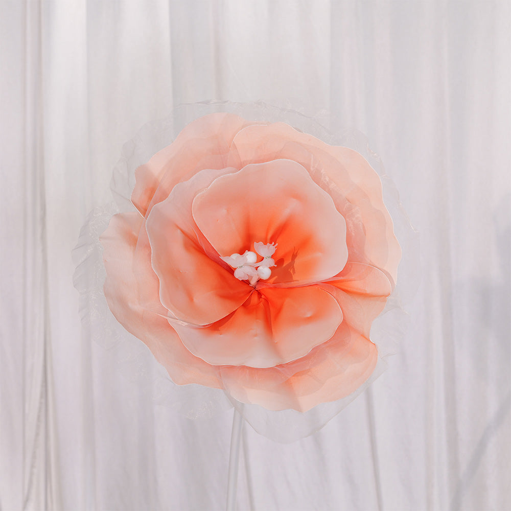 Flowerva Peach Tulle-Trimmed Premium Flower