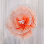 Flowerva Peach Tulle-Trimmed Premium Flower