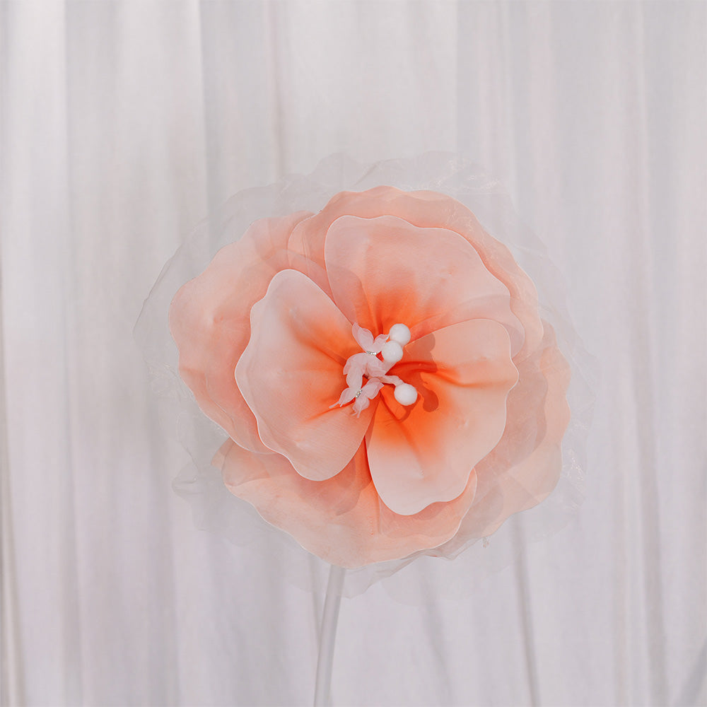 Flowerva Peach Tulle-Trimmed Premium Flower