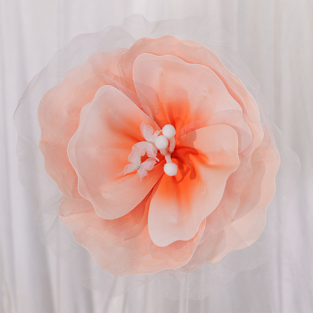 Flowerva Peach Tulle-Trimmed Premium Flower