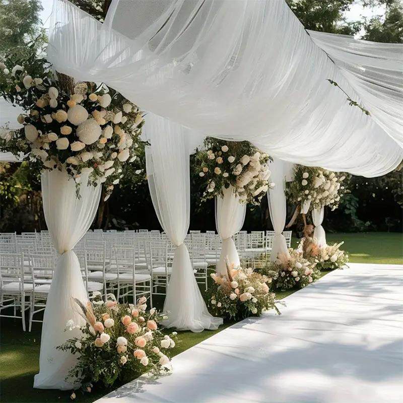 Flowerva Wedding Tulle Drape Fabric for Outdoor Wedding &amp; Party Decoration
