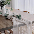 Flowerva Crinkle Cheesecloth Table Runner for Wedding & Party Decor