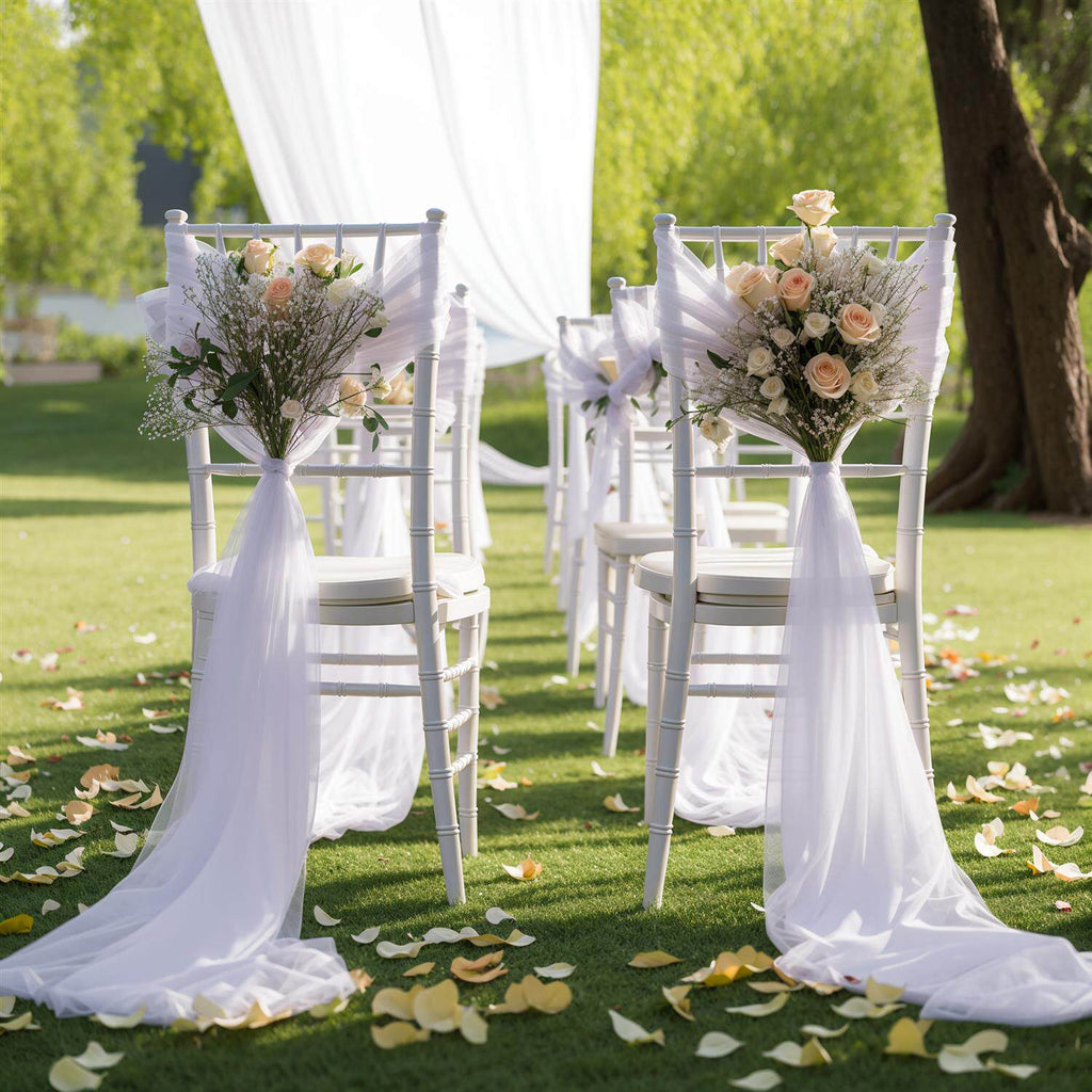 Flowerva Elegant Sheer Wedding Chair Back Sashes