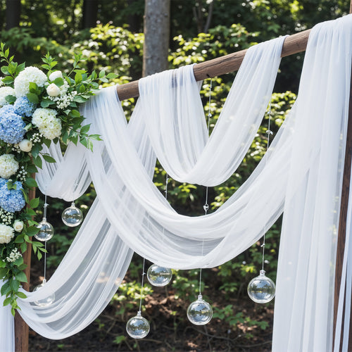 Flowerva  Wedding Arch Draping Fabric - Premium Swiss Voile Sheer Curtai