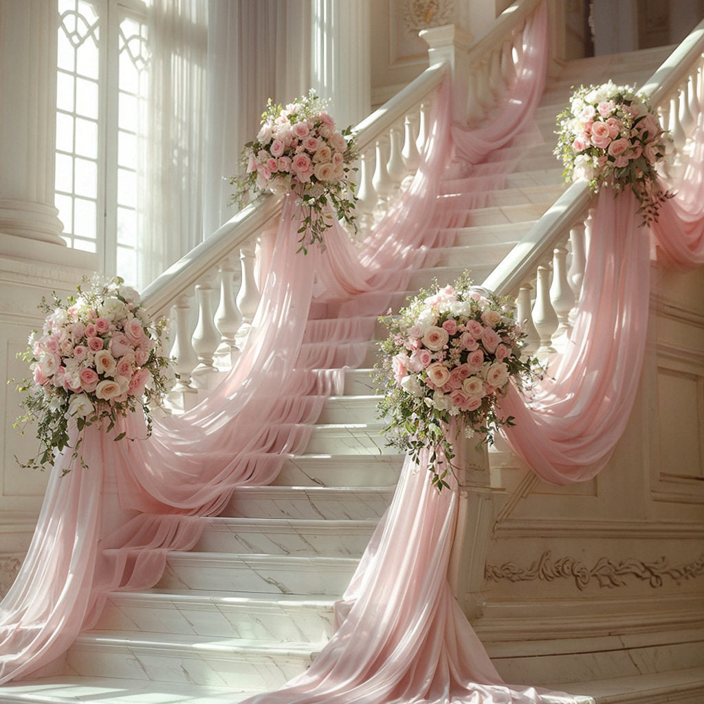 Flowerva  Wedding Arch Draping Fabric - Premium Swiss Voile Sheer Curtai
