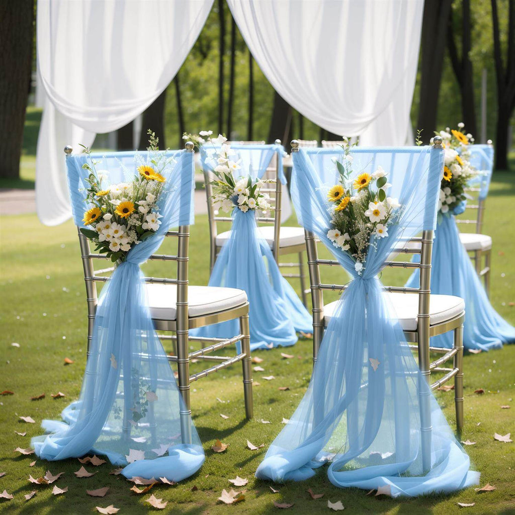 Flowerva Elegant Sheer Wedding Chair Back Sashes