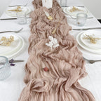 Flowerva Crinkle Cheesecloth Table Runner for Wedding & Party Decor