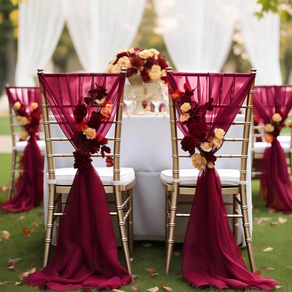 Flowerva Elegant Sheer Wedding Chair Back Sashes