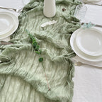 Flowerva Crinkle Cheesecloth Table Runner for Wedding & Party Decor